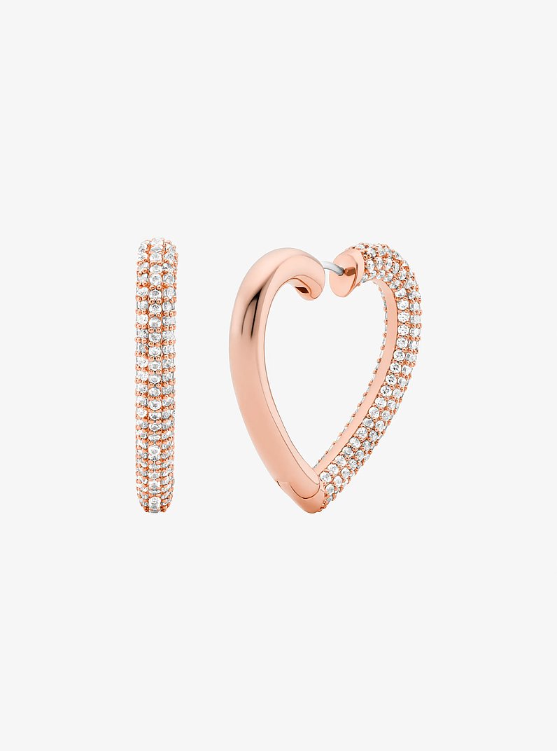 Pav&eacute; Heart Hoop Earrings in ROSE GOLD | Michael Kors