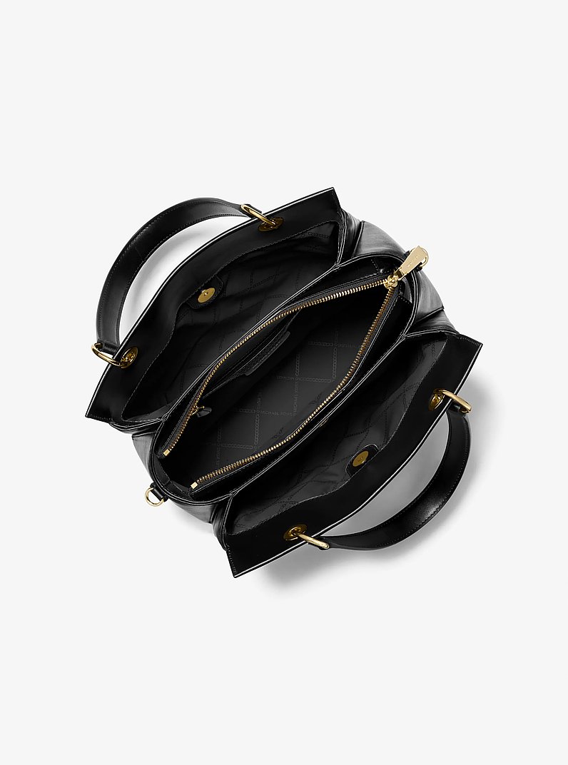 Susan Medium Quilted Leather Satchel in BLACK - Sale | Michael