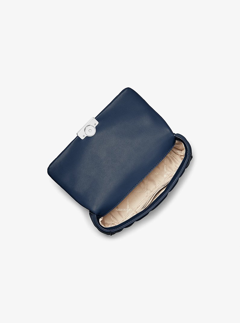 Tribeca Small Quilted Leather Shoulder Bag in NAVY | Michael Kors