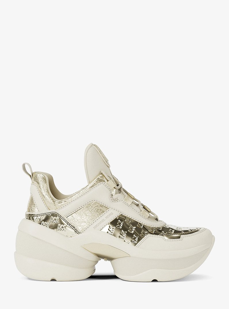 Olympia Mixed-Media Trainer in PALE GOLD | Michael Kors