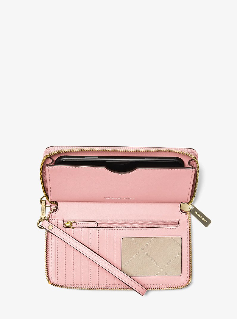 Bolso de mu&ntilde;eca grande para tel&eacute;fono en piel granulada in ROS&Aacute;CEO POLVORIENTO | Michael Kors
