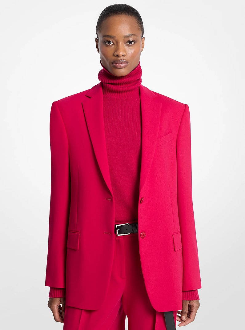 Nico Stretch Wool Crepe Blazer in RASPBERRY | Michael Kors