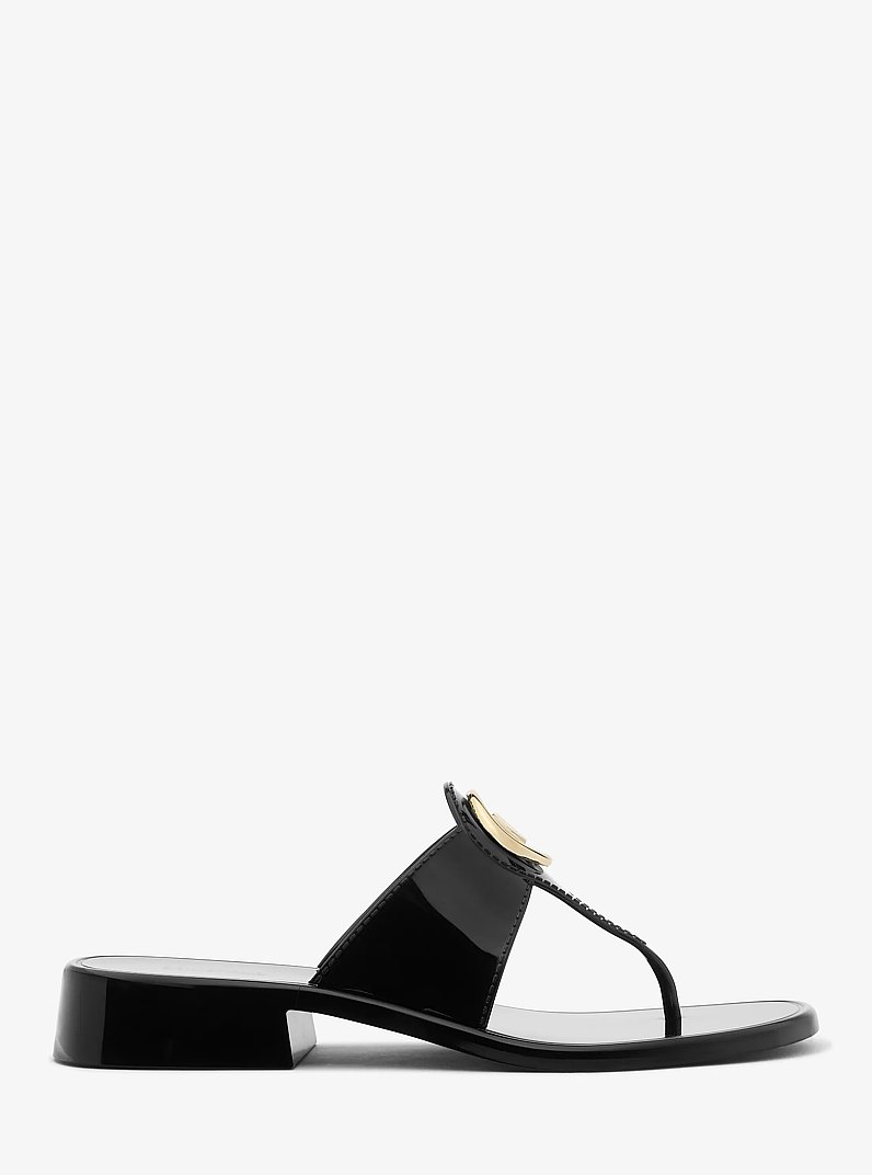 Hannah Jelly T-Strap Sandal in BLACK | Michael Kors