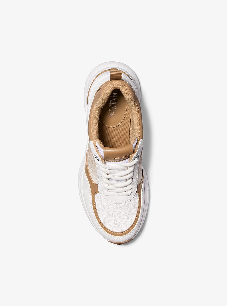 Katrina Mixed-Media Trainer in HUSK | Michael Kors