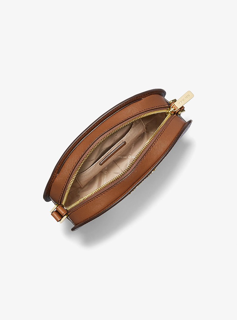 Jet Set Travel Medium Saffiano Leather Crossbody Bag in LUGGAGE | Michael Kors