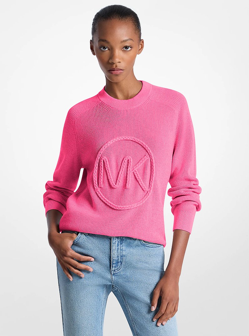 Su&eacute;ter trenzado con logotipo y mezcla de algod&oacute;n in HIBISCUS | Michael Kors