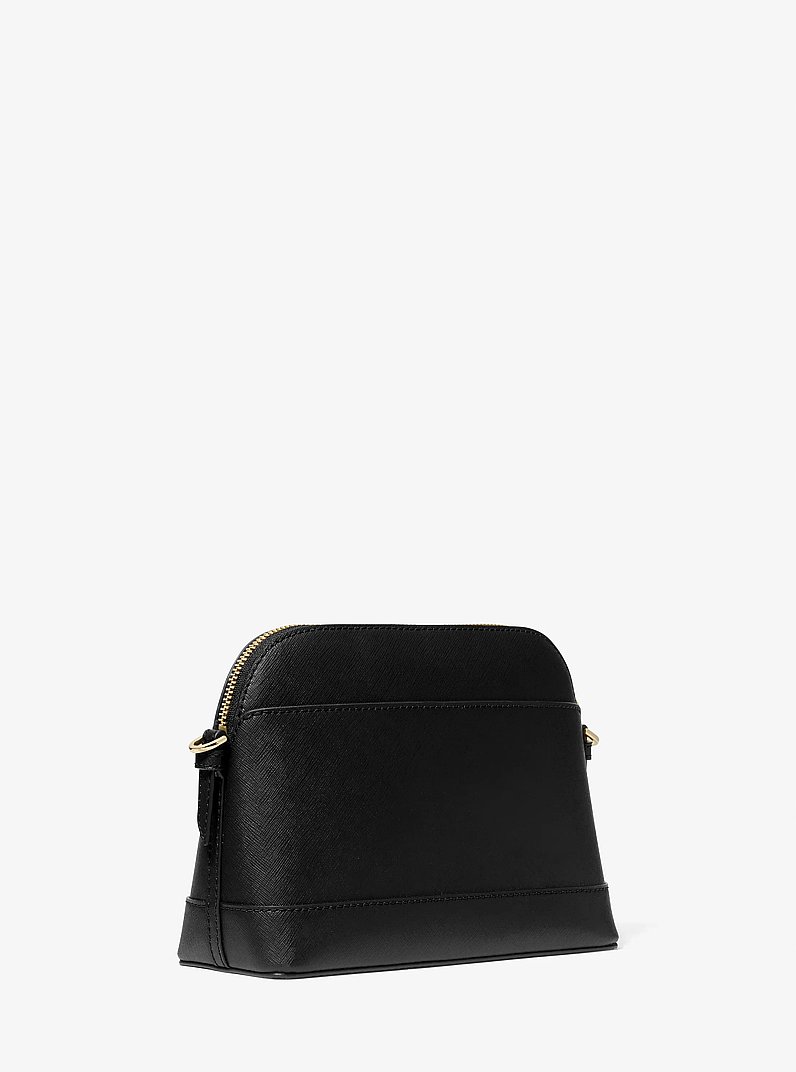 Large Saffiano Leather Dome Crossbody Bag in BLACK | Michael Kors