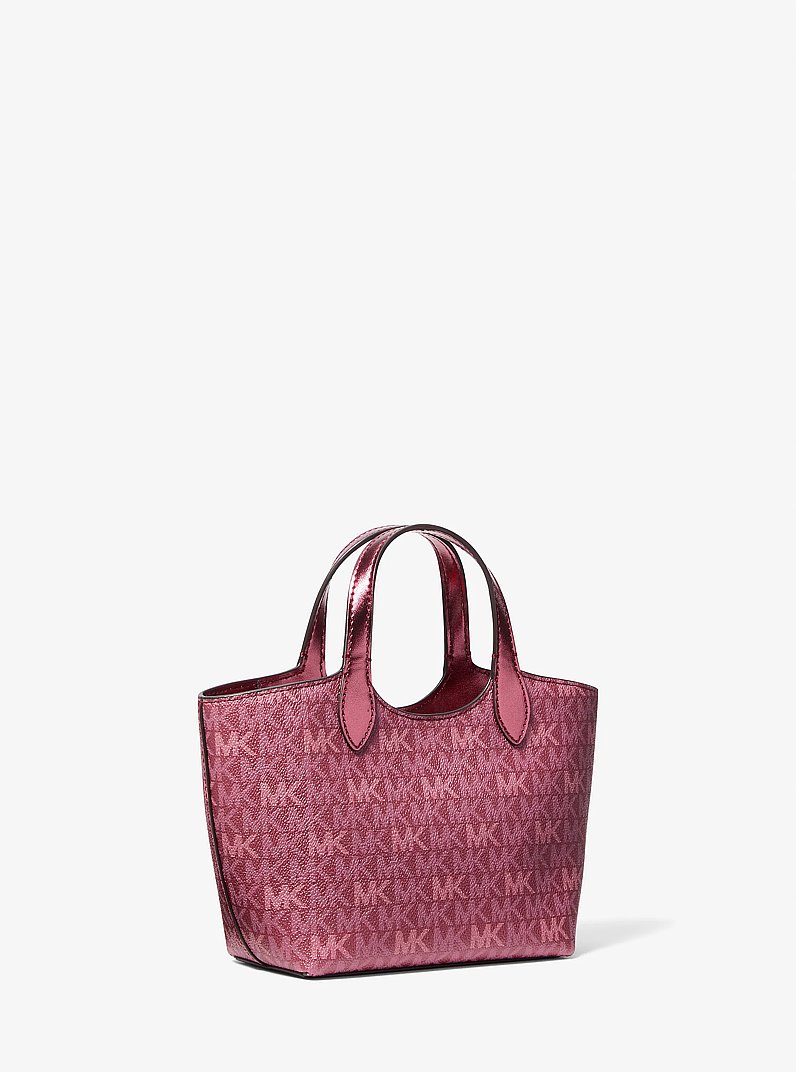 Tr&egrave;s petit sac &agrave; bandouli&egrave;re Maya m&eacute;tallis&eacute; &agrave; logo Signature in BORDEAUX | Michael Kors