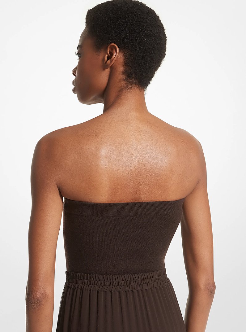 Stretch Cashmere Strapless Bodysuit in CHOCOLATE | Michael Kors