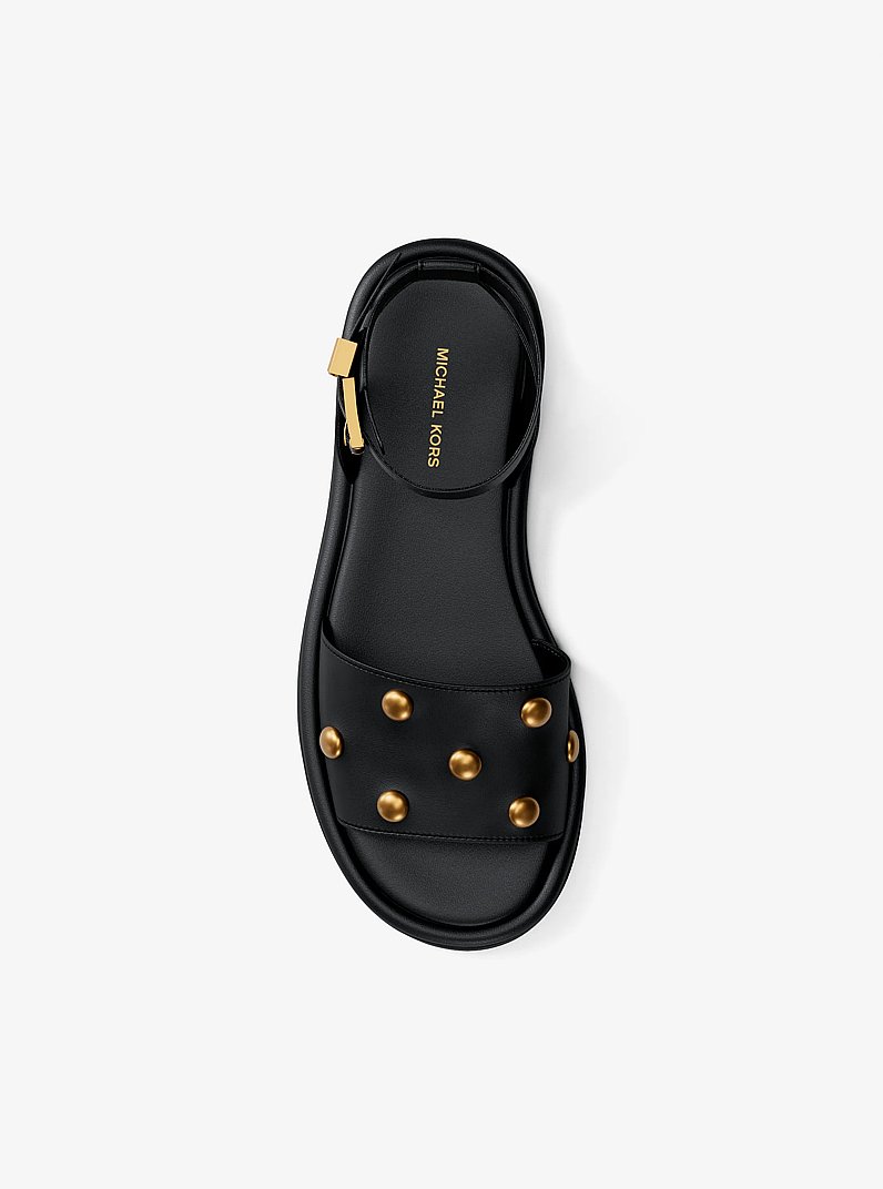 Rosetta Studded Leather Sandal in BLACK | Michael Kors