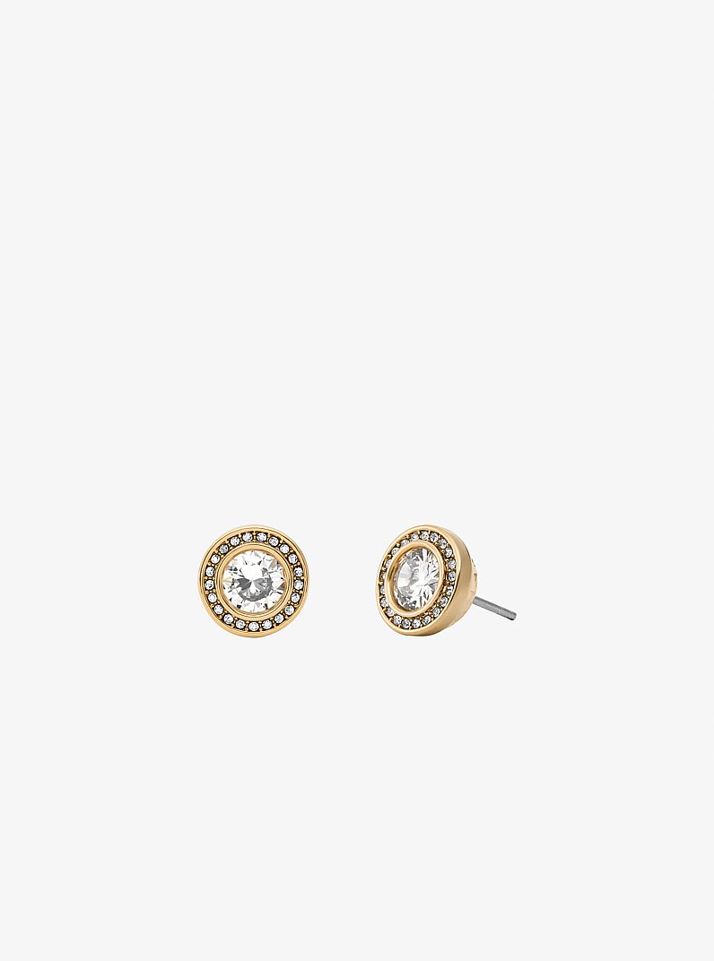 Boucles d&rsquo;oreilles &agrave; halo de pav&eacute; in OR | Michael Kors