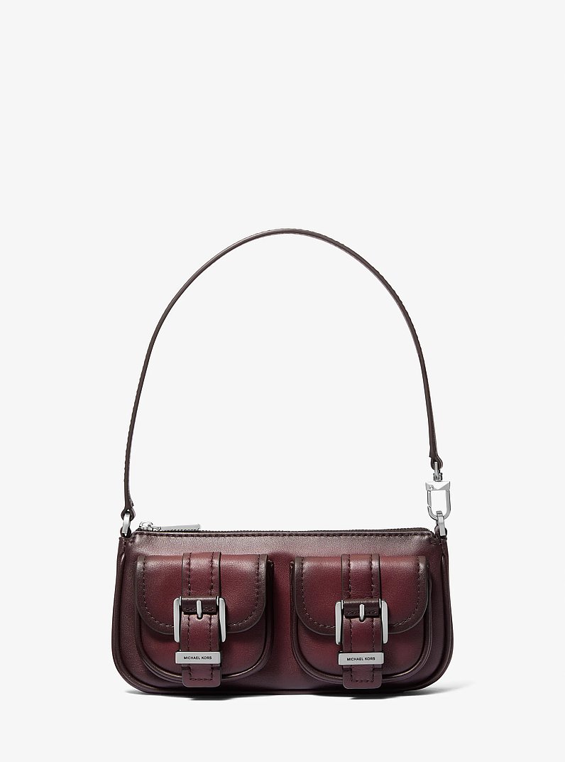 Pochette Zoe piccola in pelle brunita in ROSSO SCURO | Michael Kors