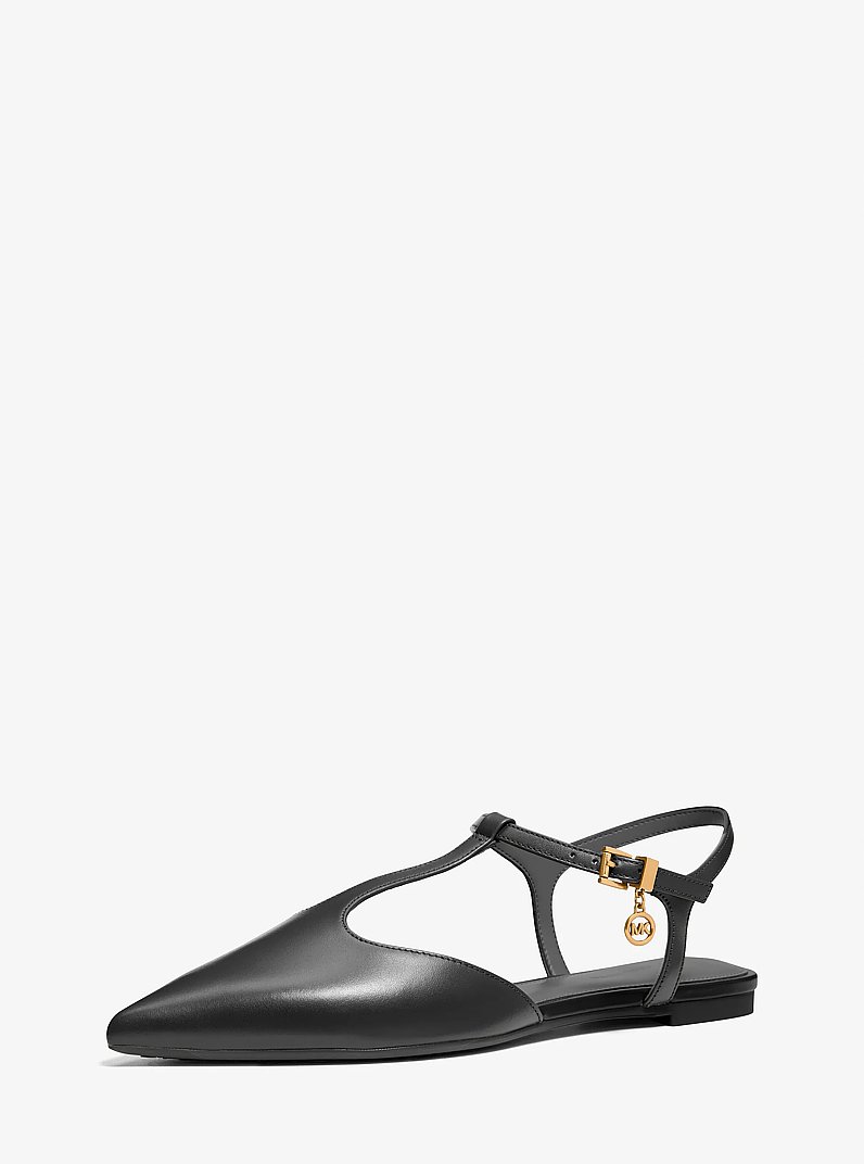 Cherie Leather T-Strap Flat in BLACK | Michael Kors