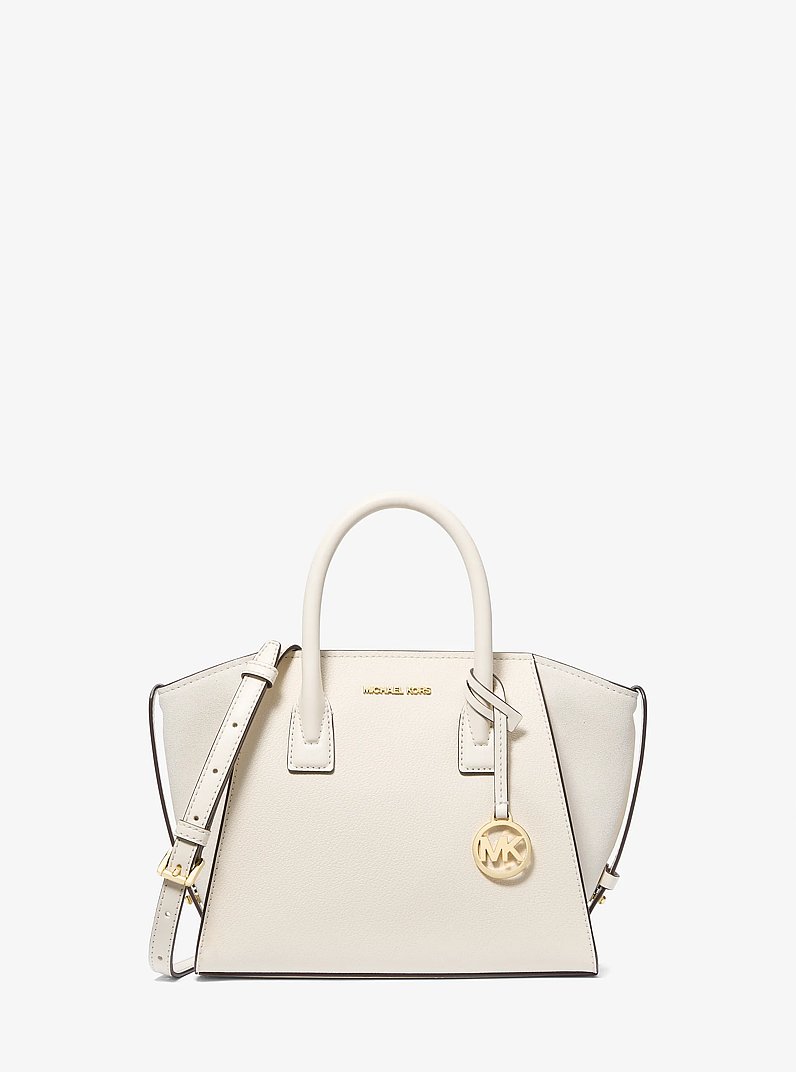 Avril Small Pebbled Leather Satchel in LT CREAM | Michael Kors