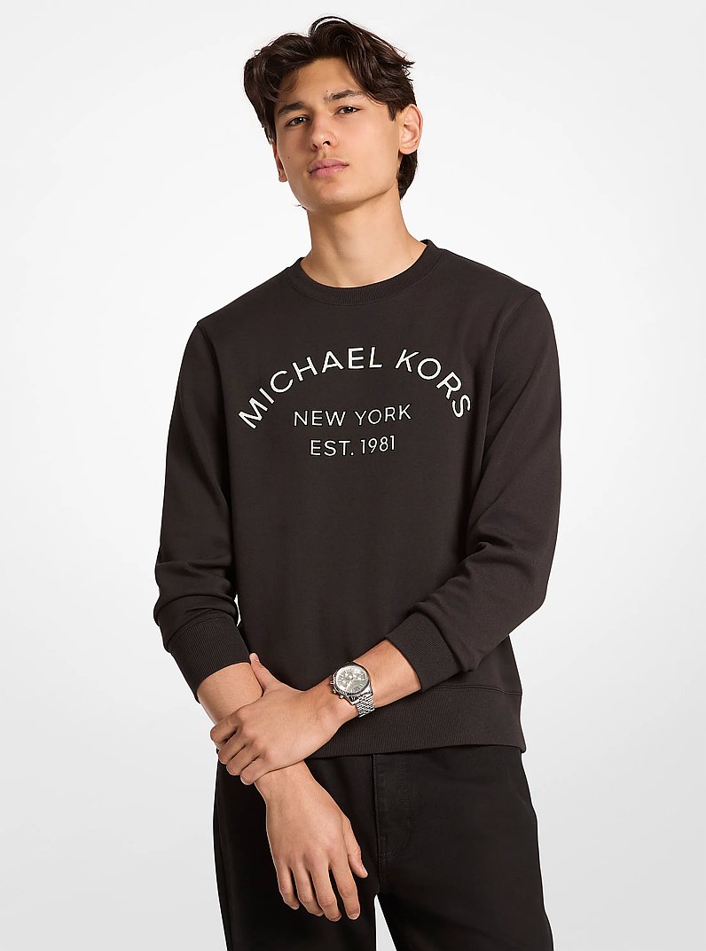 Chandail &agrave; encolure ras-de-cou en m&eacute;lange de coton &agrave; logo in NOIR | Michael Kors