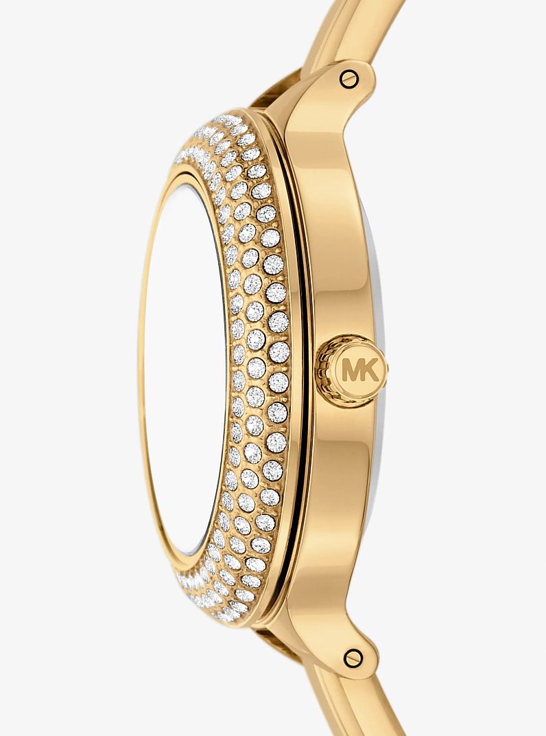 Mini Izzy Pav&eacute; Gold-Tone Watch and Interchangeable Bezel Set in GOLD | Michael Kors