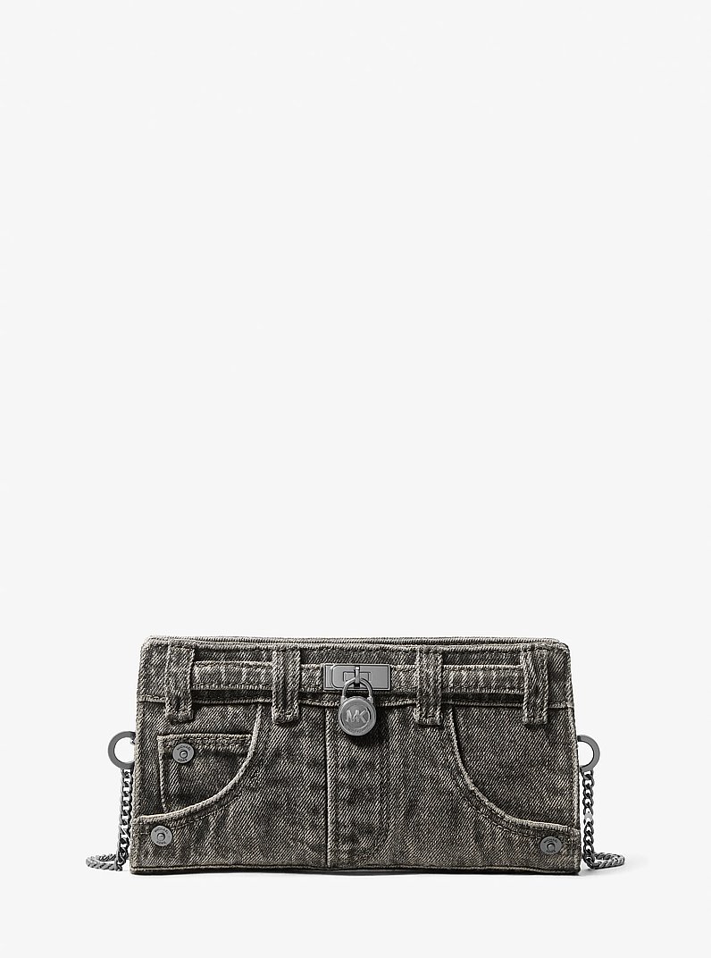 Hamilton Moderne Extra-Small Washed Denim Convertible Crossbody Bag in GRAPHITE | Michael Kors