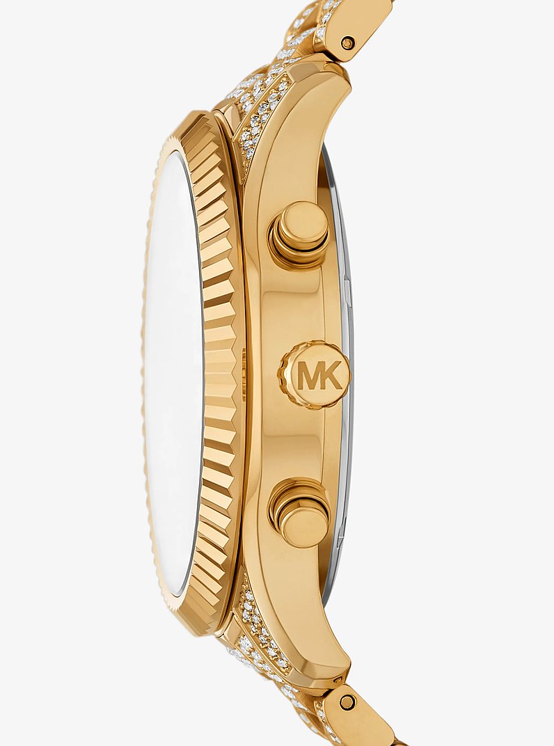 Oversized Lexington Pav&eacute; Gold-Tone Watch in GOLD | Michael Kors