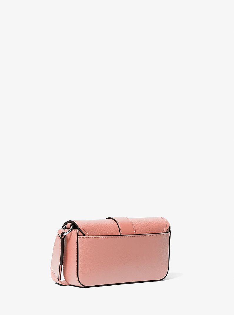 Bandolera ri&ntilde;onera Greenwich extrapeque&ntilde;a de piel safiano in ROSA | Michael Kors