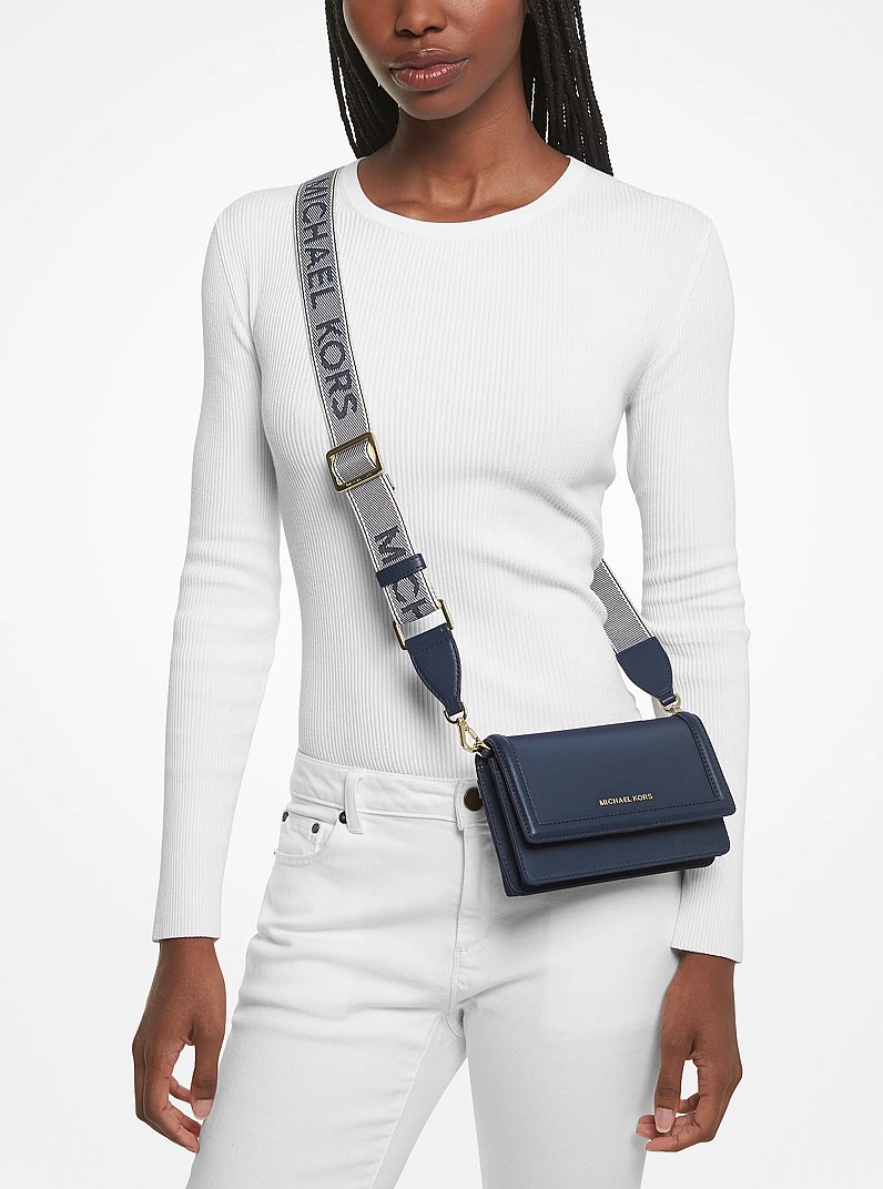 Jet Set Small Nylon Gabardine Smartphone Crossbody Bag in NAVY | Michael Kors