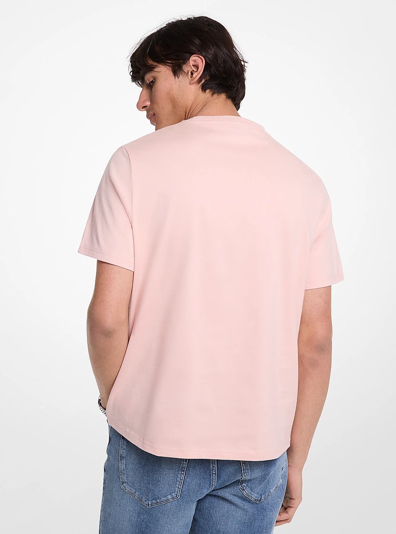 Logo Embossed Cotton T-Shirt in ROSEWATER | Michael Kors