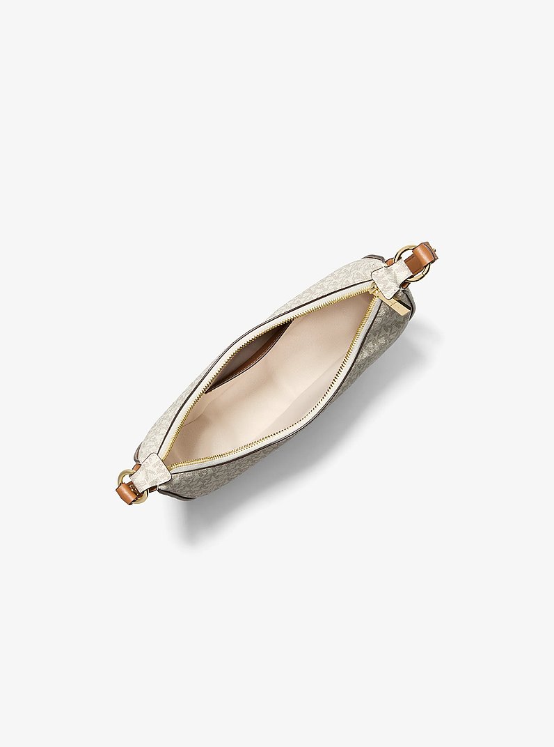 Nolita Small Signature Logo Convertible Pochette in VANILLA/ACORN | Michael Kors