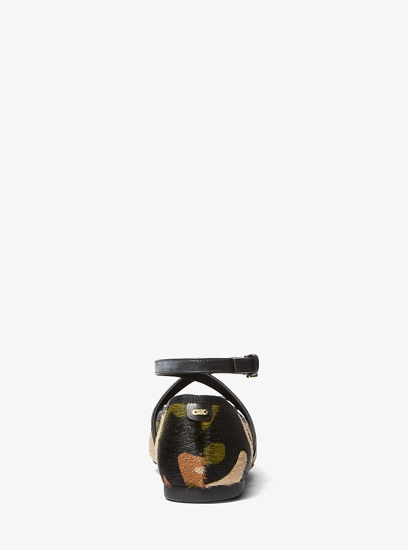 Collette Camouflage Print Calf Hair Ballet Flat in Smoky Olive Multi | Michael Kors