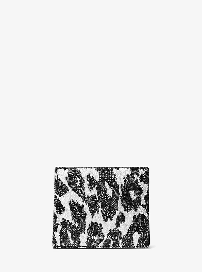 Hudson Leopard Logo Billfold Wallet in Black Aluminum | Michael Kors