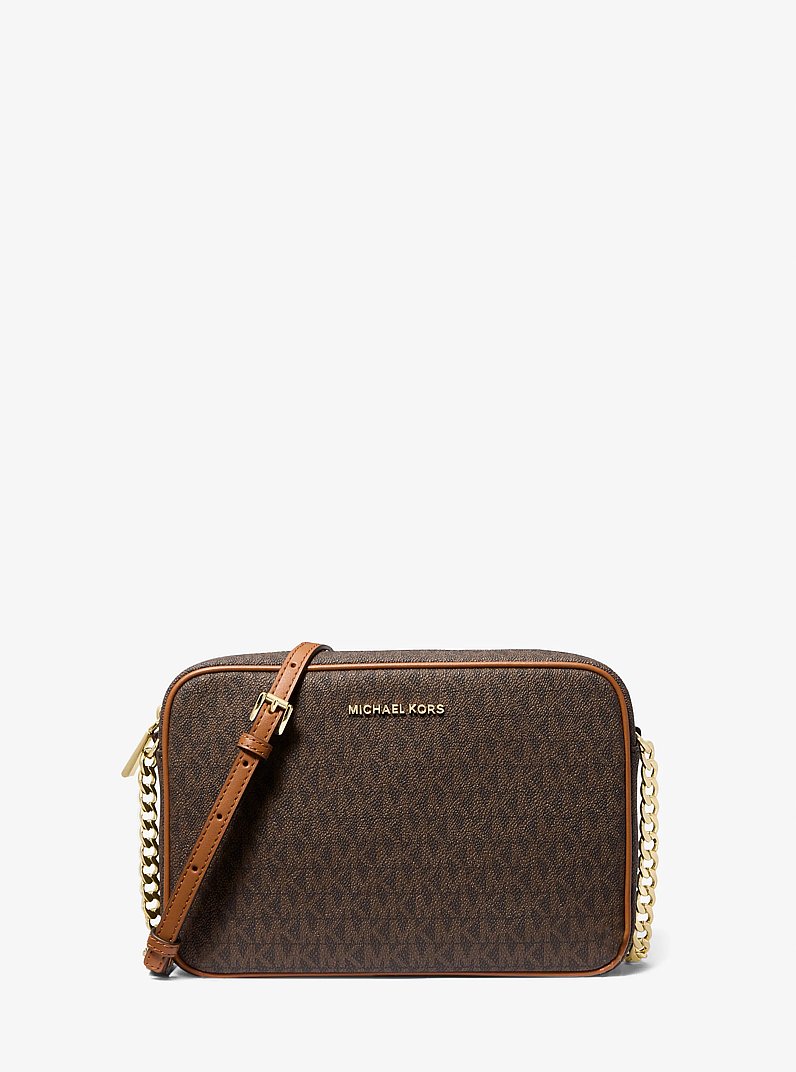 Jet Set Large Logo Crossbody Bag in MARR&Oacute;N | Michael Kors