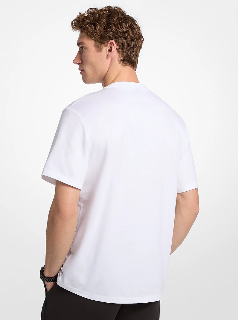 Embellished Graphic Cotton T-Shirt in WHITE | Michael Kors