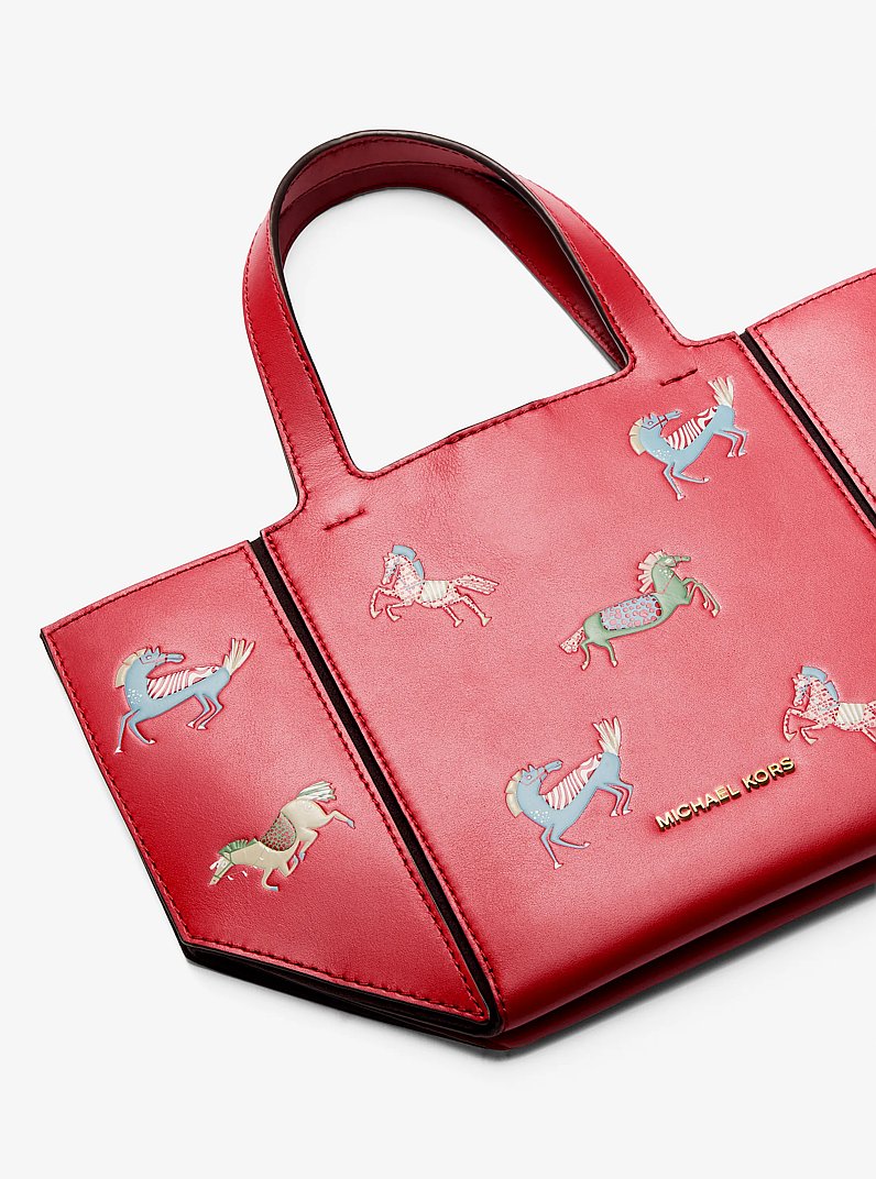 Jordi Small Leather Convertible Tote Bag in CRIMSON - Sale