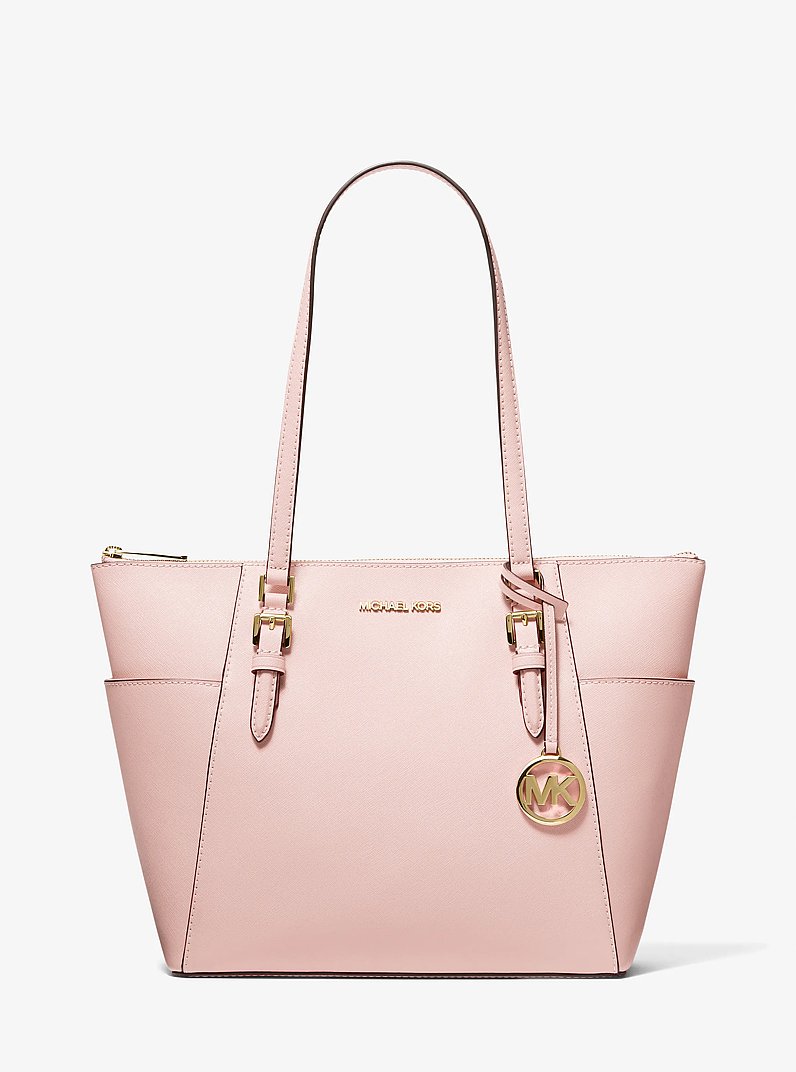 Charlotte Large Saffiano Leather Top-Zip Tote Bag in POWDER BLUSH | Michael Kors