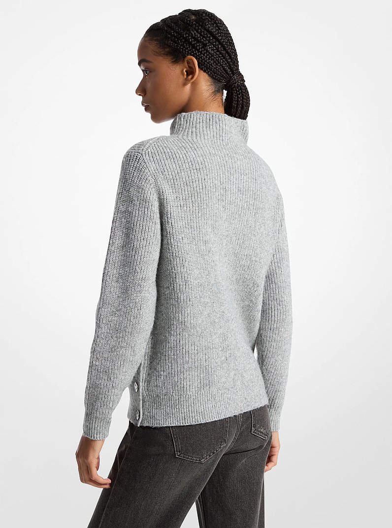 Ribbed Funnel Neck Sweater in PEARL HEATHER | Michael Kors