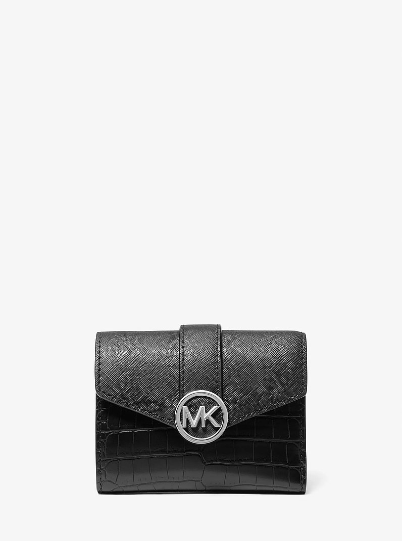 Carmen Medium Crocodile Embossed Tri-Fold Envelope Wallet