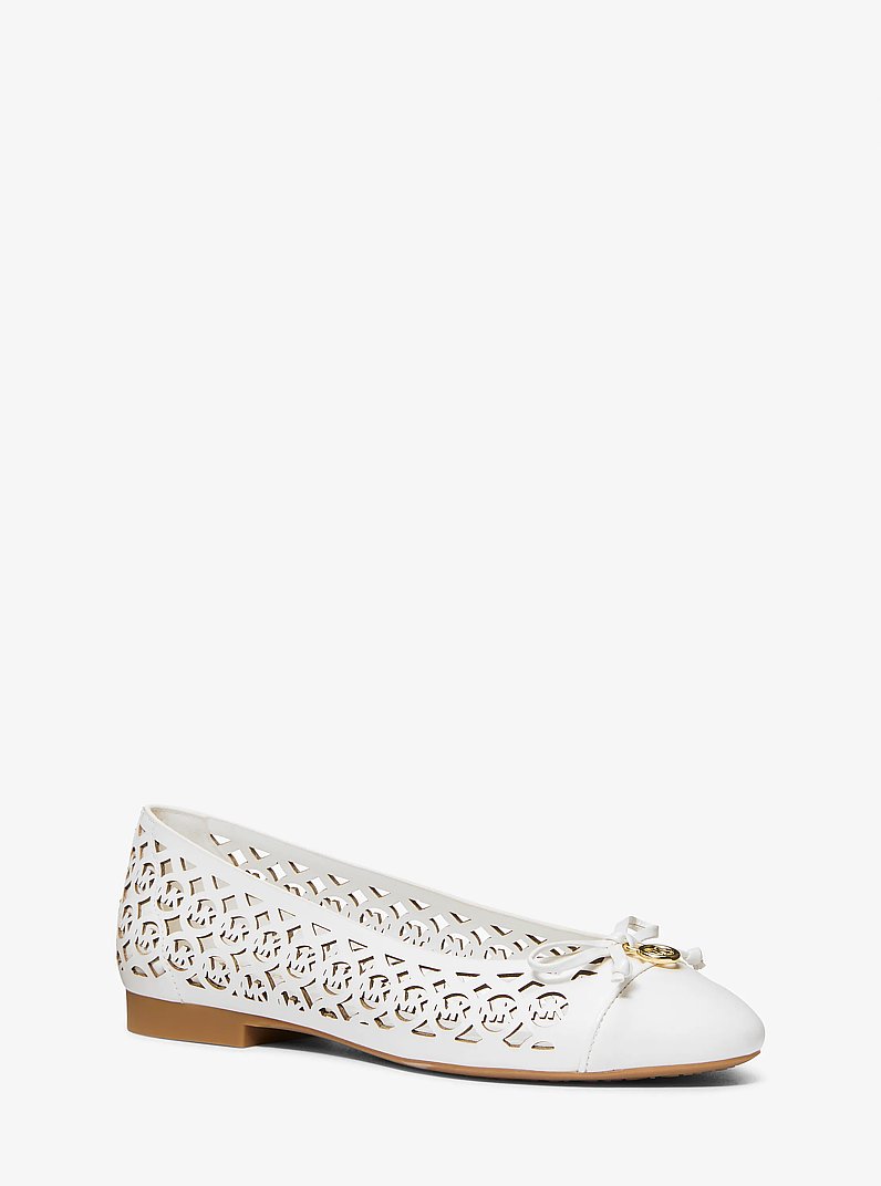 Ballerina Piper Flex in pelle con logo in BIANCO OTTICO | Michael Kors