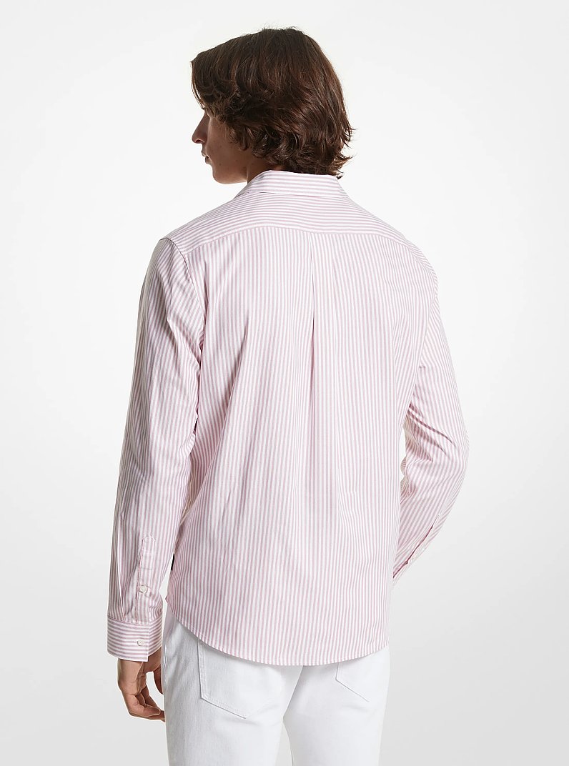 Striped Stretch Cotton Oxford Shirt in DUSTY ROSE | Michael Kors