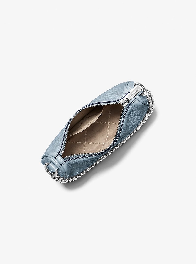 Petit sac &agrave; bandouli&egrave;re Carmela en cuir grain&eacute; in BLEU P&Acirc;LE | Michael Kors