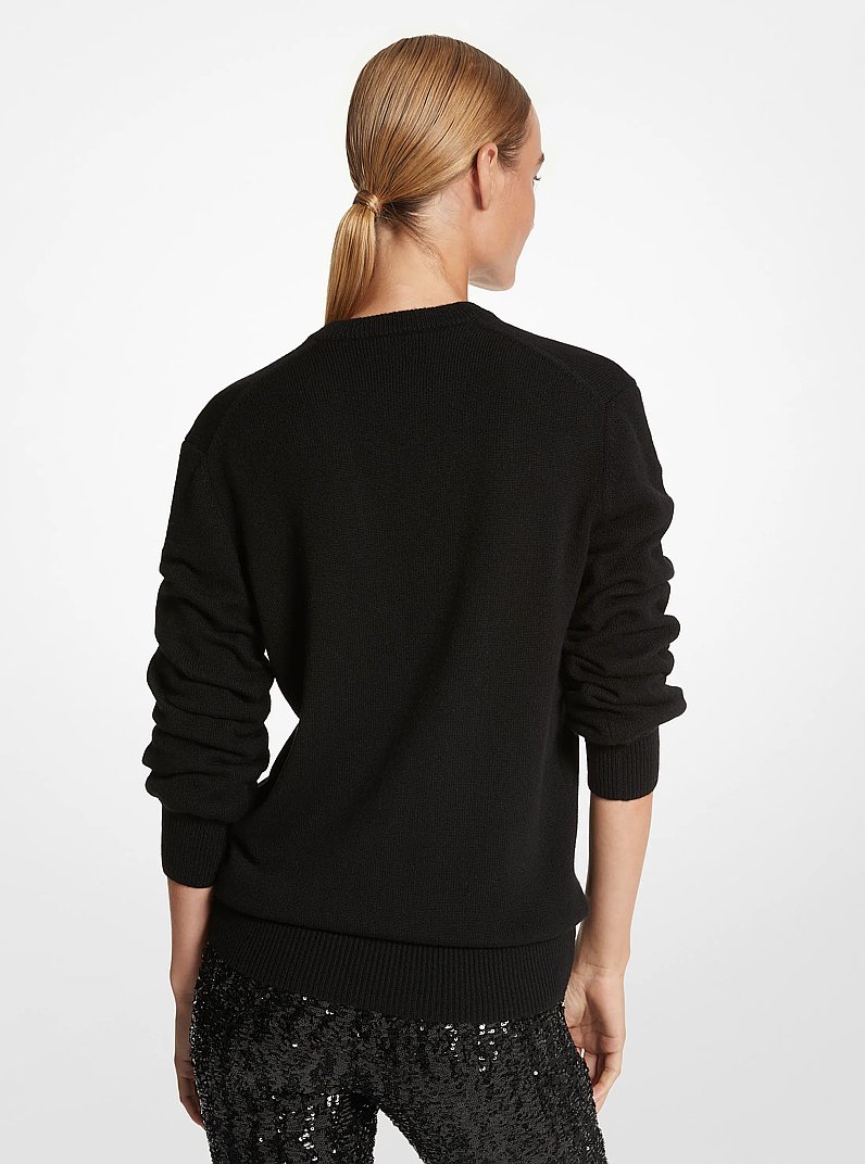 Cashmere Crushed-Sleeve Sweater in BLACK | Michael Kors
