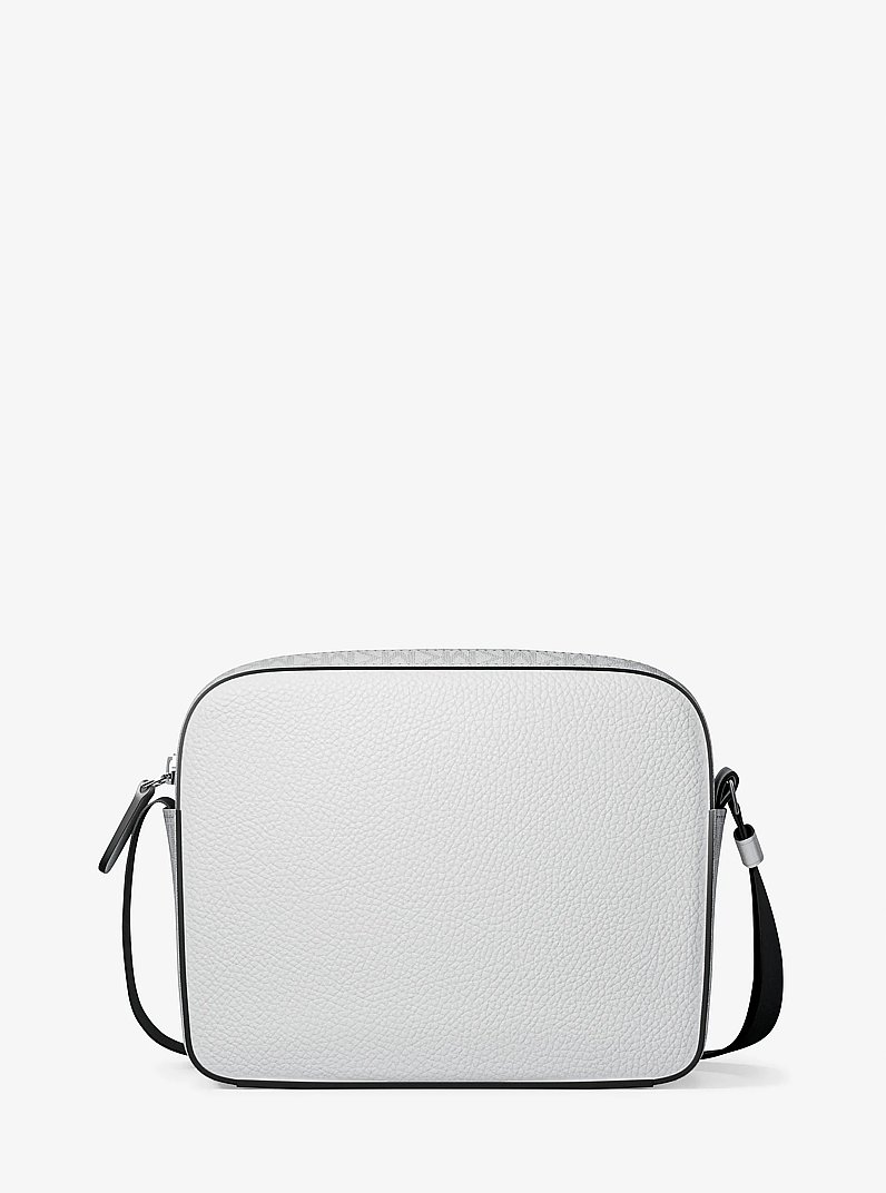 Cooper Medium Pebbled Leather and Signature Logo Camera Crossbody Bag in BRIGHT WHT | Michael Kors