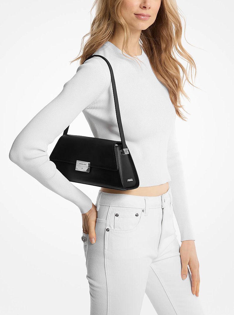 Ludlow Medium Leather Shoulder Bag in BLACK | Michael Kors