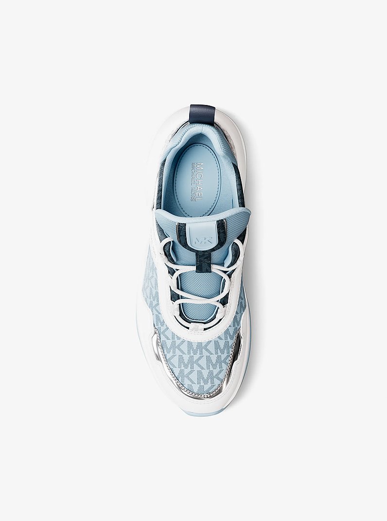 Olympia Mixed-Media Trainer in PALE BLUE MULTI | Michael Kors