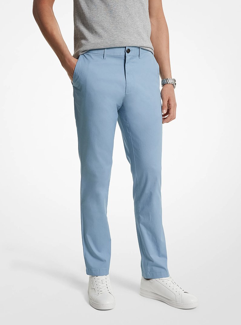 Slim-Fit Cotton Blend Chino Pants in CHAMBRAY | Michael Kors