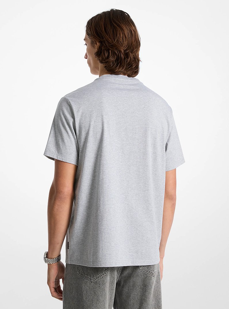 Logo Embossed Cotton T-Shirt in HEATHER GREY | Michael Kors