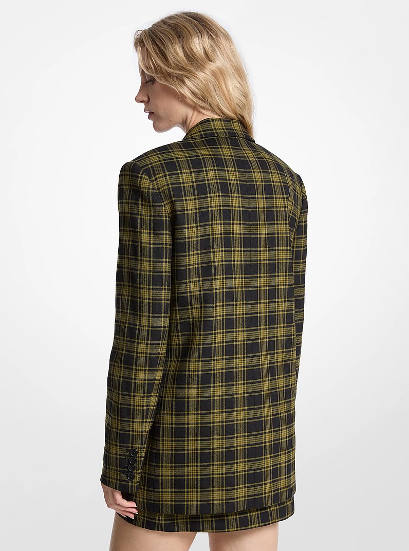 Plaid Print Stretch Wool Blazer in PISTACHIO | Michael Kors