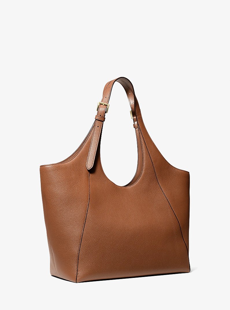 Bernie Large Pebbled Leather Tote Bag in LUGGAGE | Michael Kors