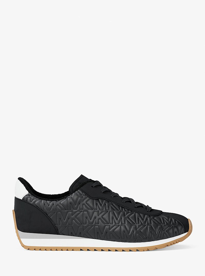Rhodes Quilted Logo Leather Trainer in BLACK | Michael Kors