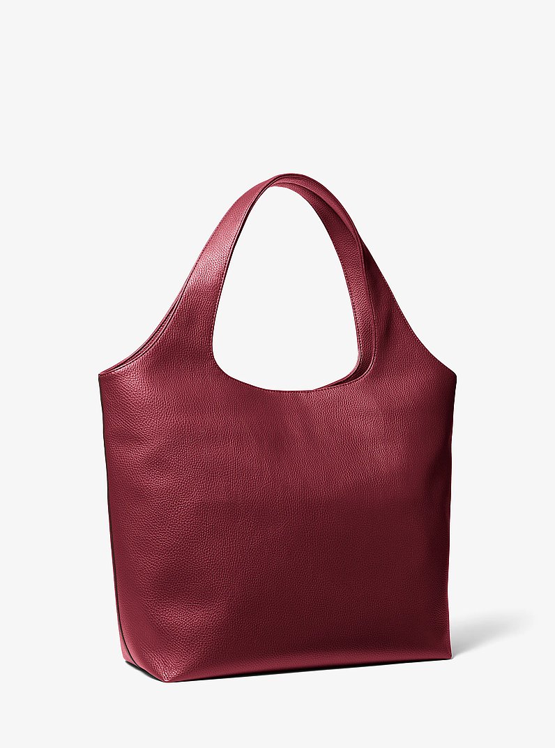Cooper Small Logo Embossed Tote Bag in MAROON | Michael Kors
