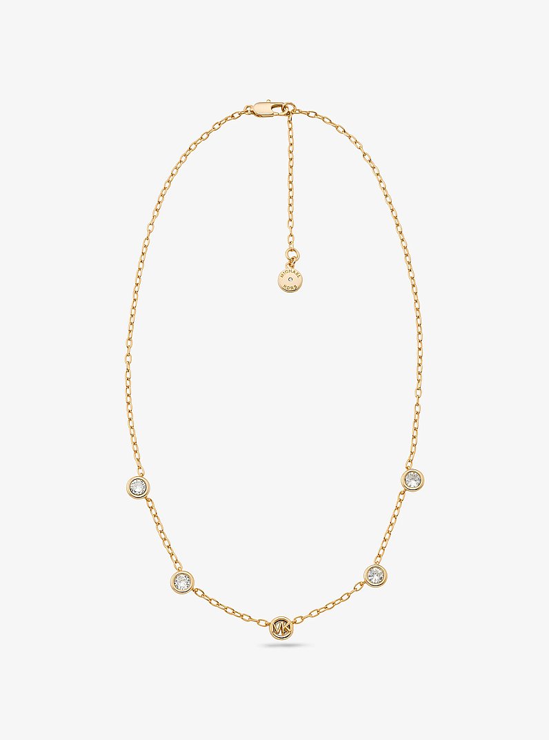Collar de plata de ley chapado en metal con circonita c&uacute;bica in DORADO | Michael Kors