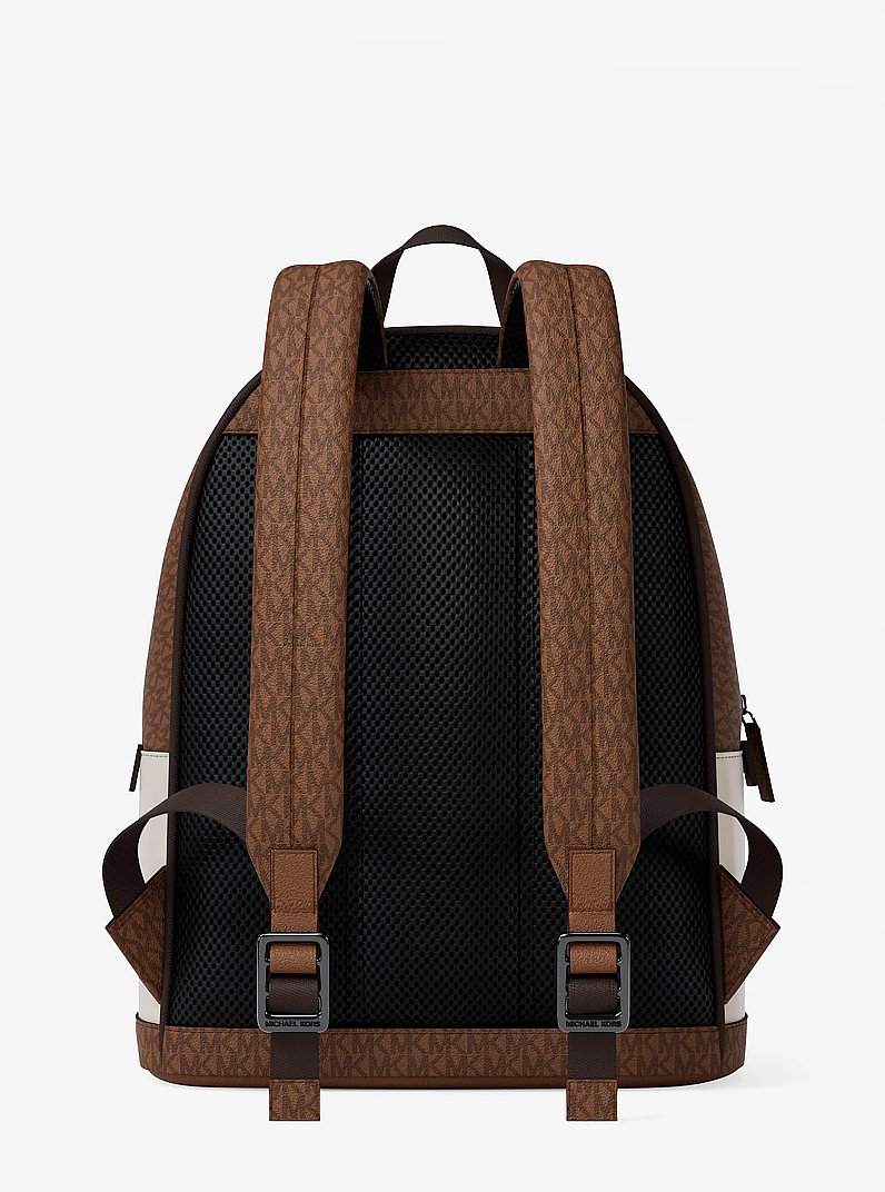 Cooper Medium Pebbled Leather and Signature Logo Commuter Backpack in LT CRM/LUGG | Michael Kors