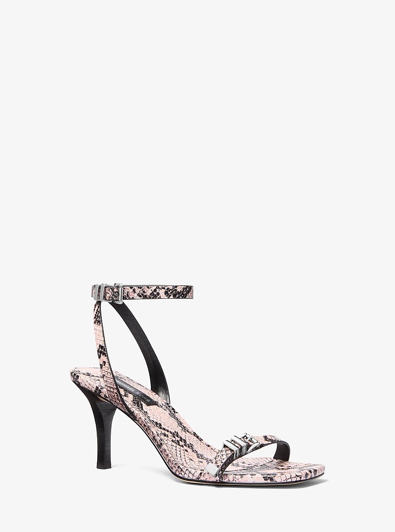Darrington Snake Embossed Leather Sandal in SMOKEY ROSE | Michael Kors